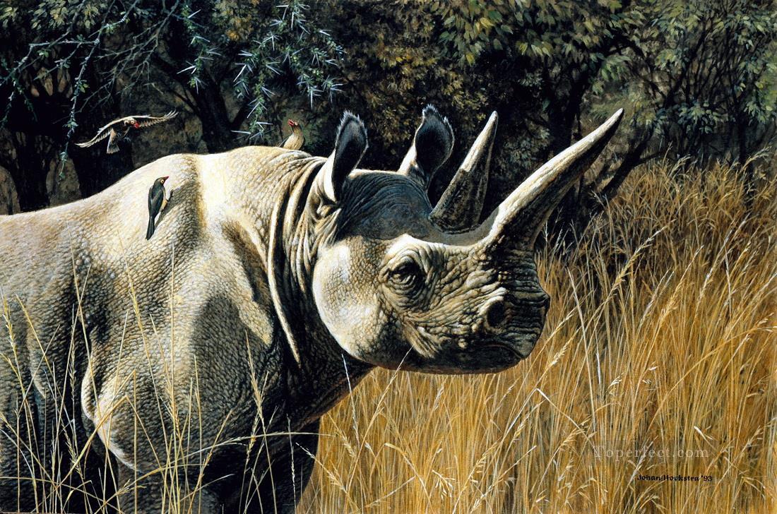 rhino noir Peintures à l'huile
